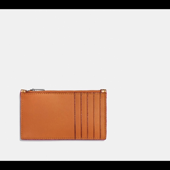 COACH NWT Zip Card Case Metallic Orange SRP$98 - Picture 2 of 3